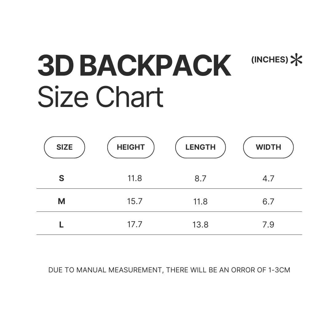 3D Backpack Size Chart - Rurouni Kenshin Store