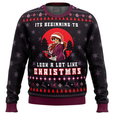 Its Beginning To Look a Lot Like Christmas Samurai X men sweatshirt FRONT mockup - Rurouni Kenshin Store